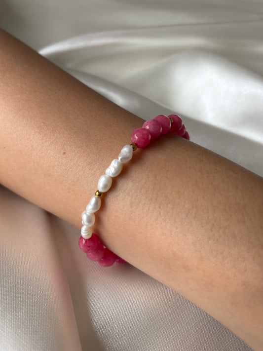 Pulsera perla frambuesa