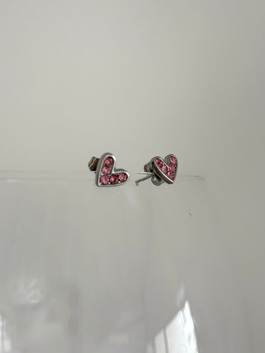 Aretes corazón miel rosa