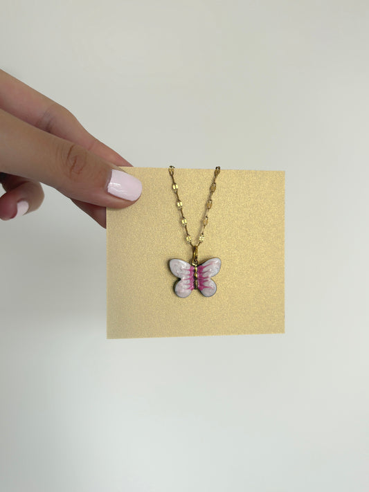 collar mariposa Alice rosa